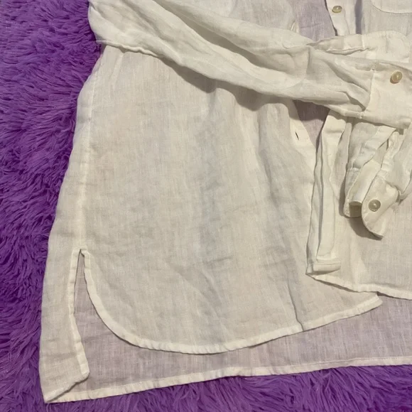 J. Jill White Linen Button Down Shirt - Picture 2 of 4
